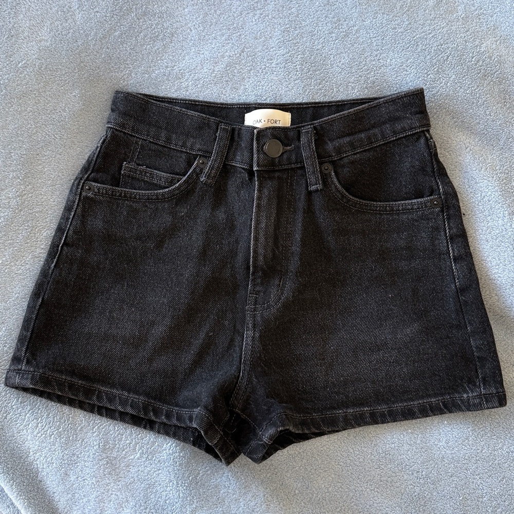 Oak + Fort Black Denim Shorts